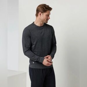 Vuori Ponto Performance Crew Long Sleeve In Charcoal Heather Men’s Large